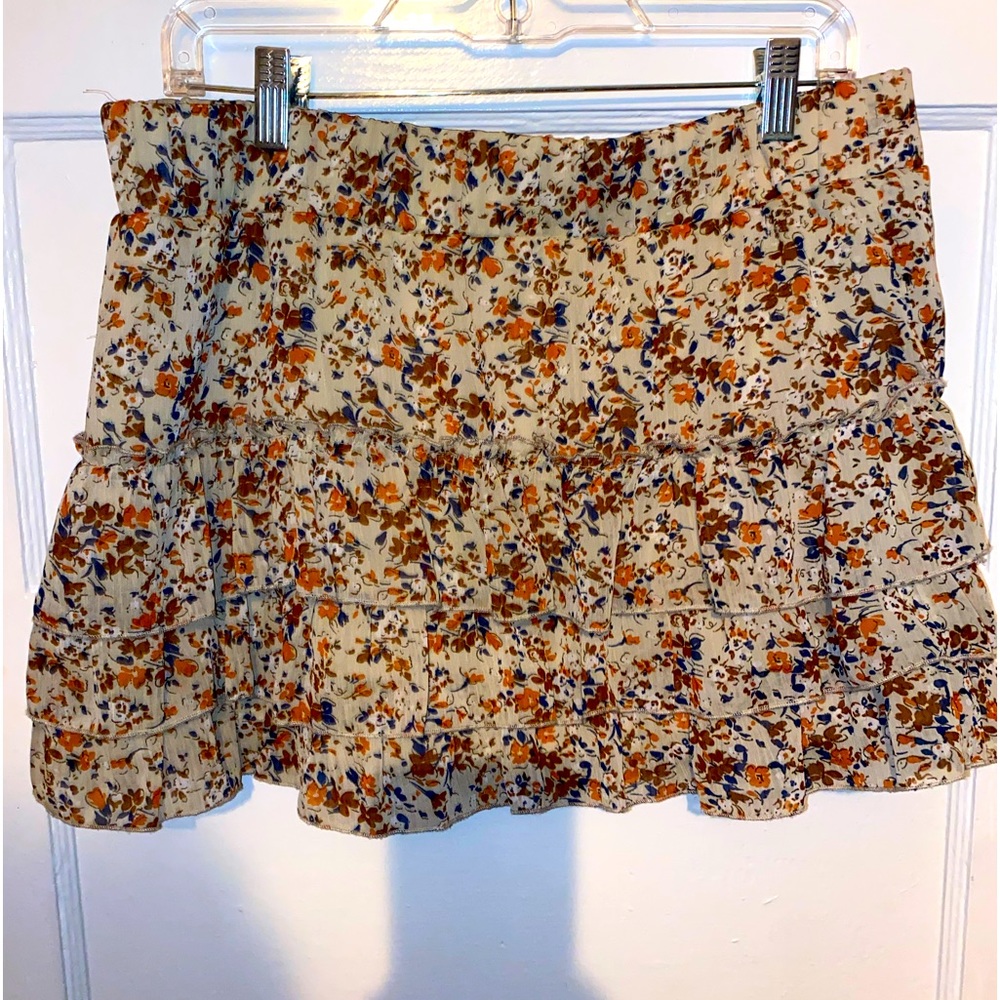 EUC Justify Boho Floral Tiered Ruffle Skirt Size XL